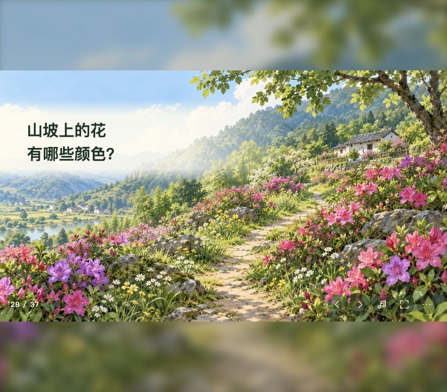 读春花词句，把画面和语言联系起来实际课件画面
