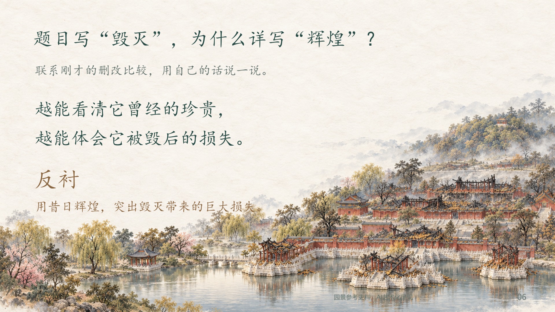 回到PPT，讨论文章的写法实际课件画面